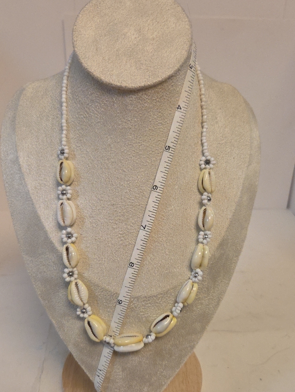 Boho Cowrie Shell & Seed Bead Daisy Chain Beach Necklace 21" Summer Style [0170]